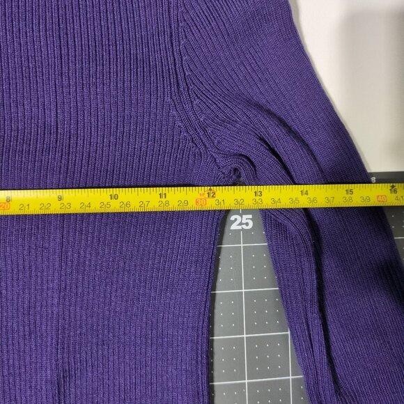 Uniqlo Wool Turtleneck Sz Small Purple Ribbed Knit Stretchy Long Sleeve READ - Picture 10 of 13
